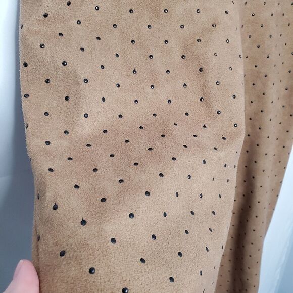 VINTAGE 80s/90s CACHE pants tan high waist textured dot pull‎ on M - Picture 6 of 12